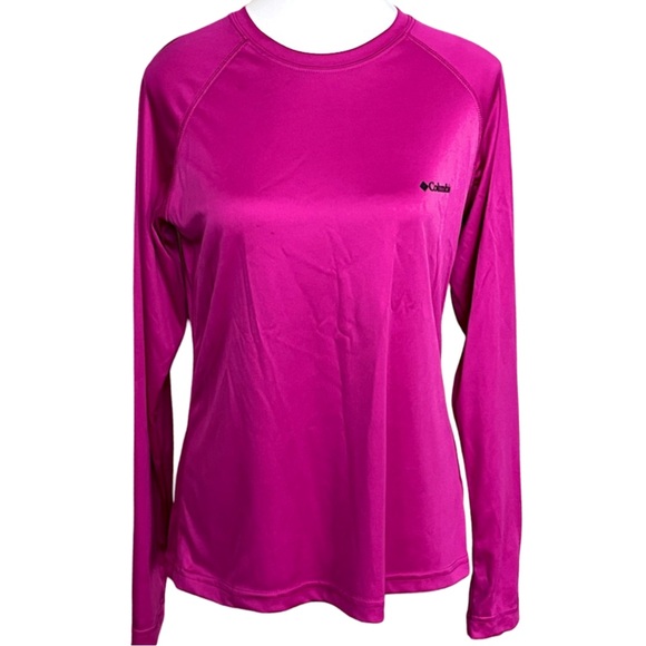 Columbia Omni-Shade Long Sleeve Top Pink Black Women’s Sz S Outdoors Layering - Picture 1 of 6